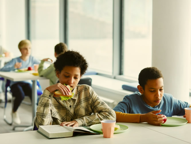 Children in school canteen